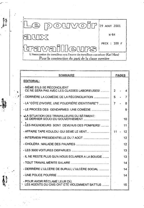 PAT (Côte d'Ivoire) n° 84