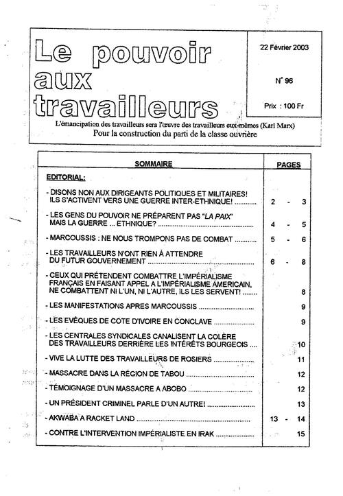 PAT (Côte d'Ivoire) n° 96